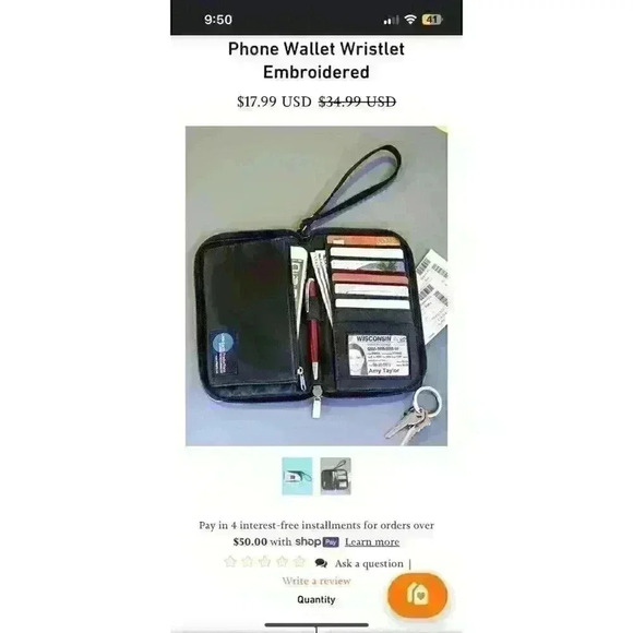 NWT New York Giants Curve Zip Organizer Wallet Wristlet NFL - Picture 14 of 15